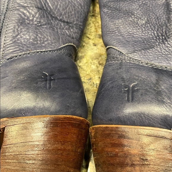 Frye Women's Dark Blue Leather Heeled Boots - Picture 9 of 9